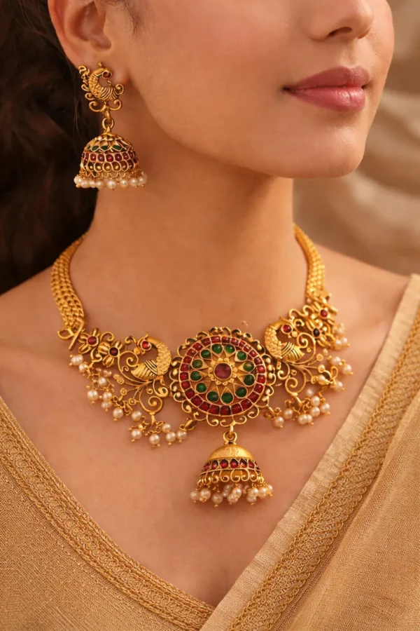 Rajsi Mayur Jhumka Choker ✨