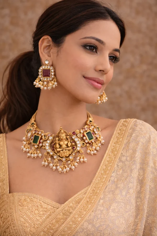 Mahalakshmi Kundan Pearl Choker ✨